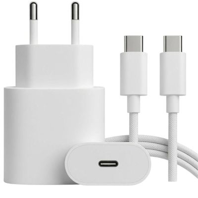 Fonte Usb-C MDM Power Delivery para Smartphone com Cabos Tipo C e Lightning Branco