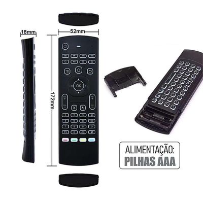 Controle Air Mouse Altomex com Teclado Qwerty para Smart Tv e Pc Conexão 2.4GHz Preto