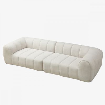 Sofá Compactado Puffer 3 Lugares Cazedis Creme