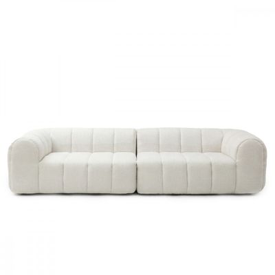 Sofá Compactado Puffer 3 Lugares Cazedis Creme