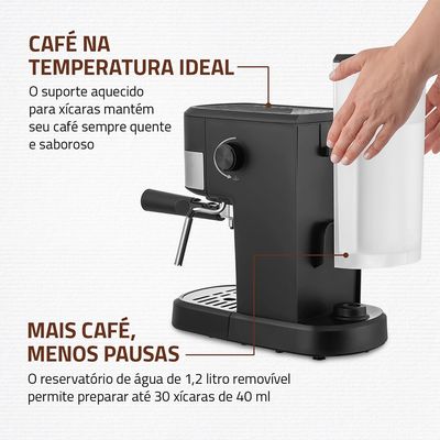 Cafeteira Espresso Dolce Crema 20 Bar Mondial Preto/Inox 1200W - C-21-E-CNP 127V