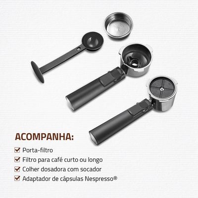 Cafeteira Espresso Dolce Crema 20 Bar Mondial Preto/Inox 1200W - C-21-E-CNP 127V