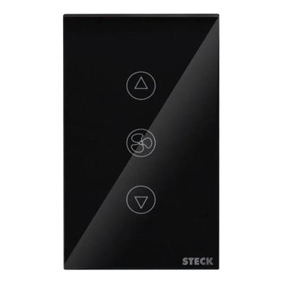 Interruptor Touch Ventilador Wi-Fi Smarteck 4x2 com Comando de Voz Preto Steck SMCV1PS1