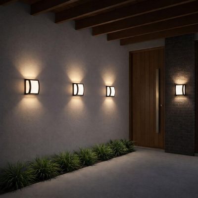 Jogo 4 Arandelas Ovais de Parede Lente Leitosa Marrom Smart Luminária Fachada Varanda Área Gourmet