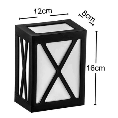 Kit 8 Arandelas Luminária Preto Grade X Lente Leitosa Termoplástico Área Externa Interna E27 Onix Di