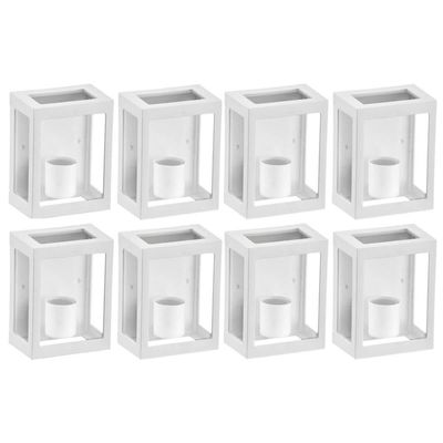 Jogo 8 Luminárias Quadradas Parede Grade Aberta Branca Lente Transparente Termoplástico E27 Dital