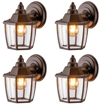 Kit 4 Luminárias Arandela Marrom Parede 21,5cm Dital Bivolt Heritage Lustre Interno Externo Jardim