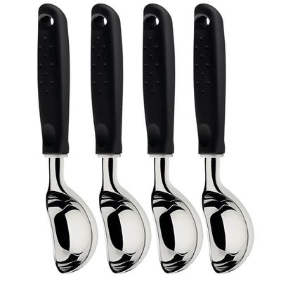 Kit 4 Conchas Pegadores de Sorvete Açaí Tramontina Utilitá Zamak Cromado Preto