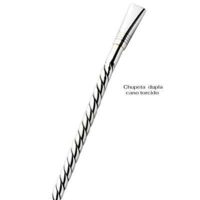 Bomba Inox Desmontável Cano Torcido Chupeta Dupla Bojo Redondo Cano Grosso De 9mmx24Cm