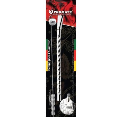 Bomba Inox Desmontável Cano Torcido Chupeta Dupla Bojo Redondo Cano Grosso De 9mmx24Cm