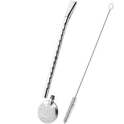 Bomba Inox Desmontável Cano Torcido Chupeta Dupla Bojo Redondo Cano Grosso De 9mmx24Cm
