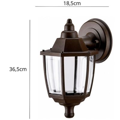 Luminária Arandela de Parede Dital Heritage Marrom Vintage Fechada Jardim Varanda Muro Sala