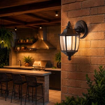 Luminária Arandela de Parede Dital Heritage Marrom Vintage Fechada Jardim Varanda Muro Sala