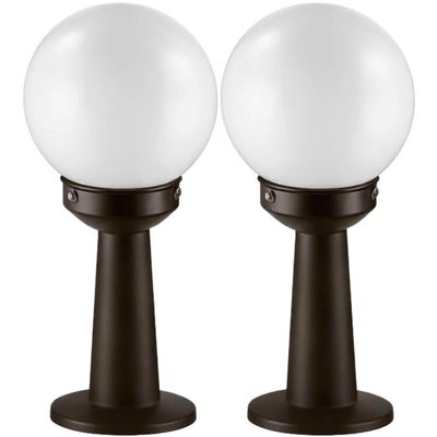 Jogo 2 Luminárias de Chão Poste Balizador 43cm Jardim Quintal Área Externa Preto