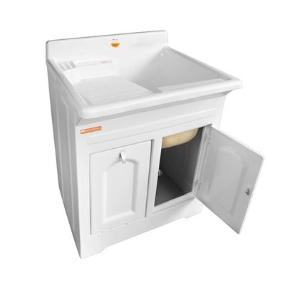 Gabinete Tanque Lavanderia Lavar Roupas Calçados 50L Branco Área de Serviço