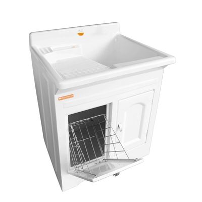 Gabinete Tanque Lavanderia Lavar Roupas Calçados 50L Branco Área de Serviço