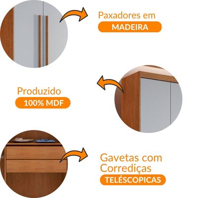 Guarda Roupa Solteiro Heros 4 Portas MDF Com pés Moderna Imbuia