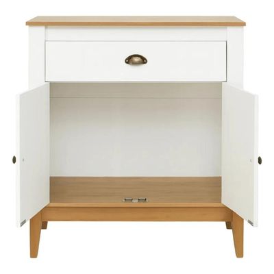 Aparador Colonial 80cm Mel Branco 2 Portas 1 Gaveta Movelbento