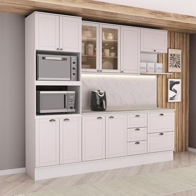 Cozinha Completa Milla Smart 10 Portas 5 Gavetas MDF 250CM Branco