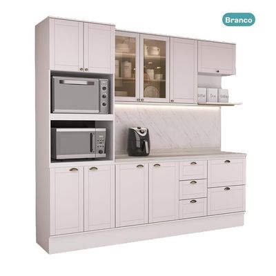 Cozinha Completa Milla Smart 10 Portas 5 Gavetas MDF 250CM Branco