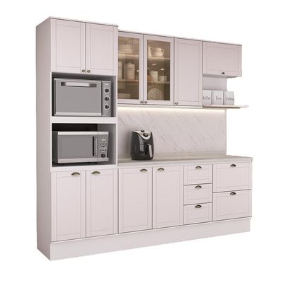 Cozinha Completa Milla Smart 10 Portas 5 Gavetas MDF 250CM Branco