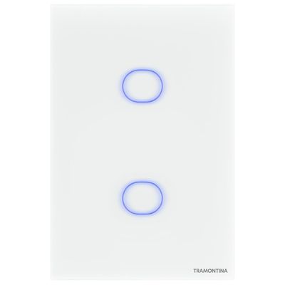 Interruptor Touch Smart Tramontina 2 Canais Controle App e Voz LED Azul Branco Bivolt