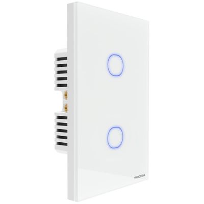 Interruptor Touch Smart Tramontina 2 Canais Controle App e Voz LED Azul Branco Bivolt