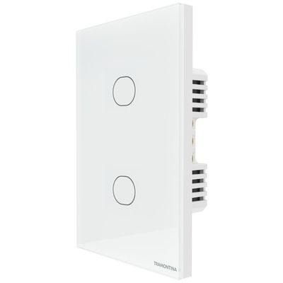 Interruptor Touch Smart Tramontina 2 Canais Controle App e Voz LED Azul Branco Bivolt