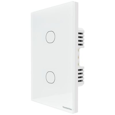 Interruptor Touch Smart Tramontina 2 Canais Controle App e Voz LED Azul Branco Bivolt