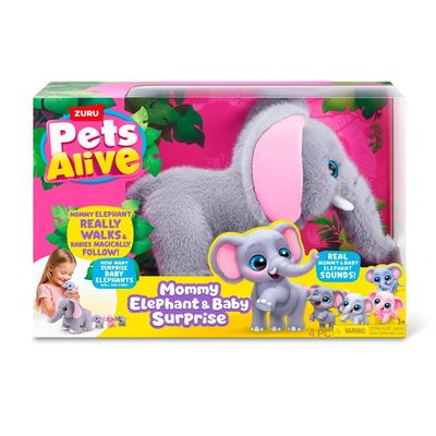 Pelúcia Pets Alive Mamãe e Bebê Elefante Surpresa