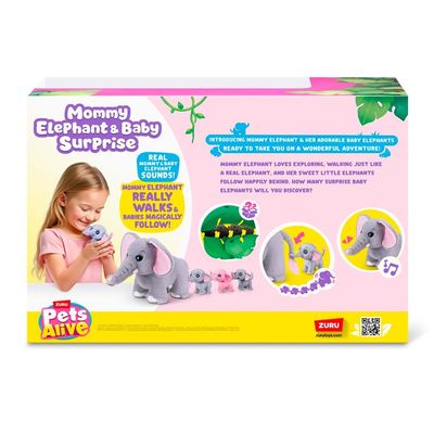 Pelúcia Pets Alive Mamãe e Bebê Elefante Surpresa