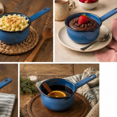 Papeiro Esmaltado N12 Panelinha com Cabo Azul Ágata Básica Cozinha Metalouça