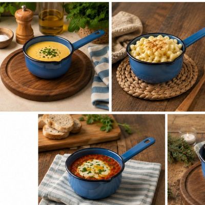 Papeiro Esmaltado N12 Panelinha com Cabo Azul Ágata Básica Cozinha Metalouça