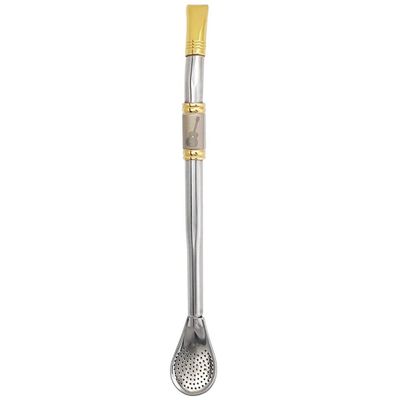 Bomba Para Mate Chimarrão ou Terere 24cm Inox Ouro 18k Pera Violão Inox