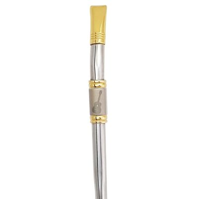 Bomba Para Mate Chimarrão ou Terere 24cm Inox Ouro 18k Pera Violão Inox