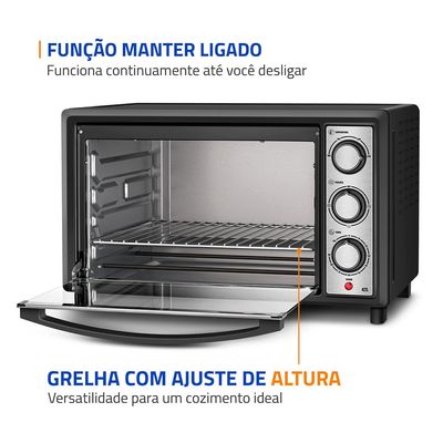 Forno Elétrico 42L Family Grill Inox Mondial Preto 1600W FRN-42-BI 220V