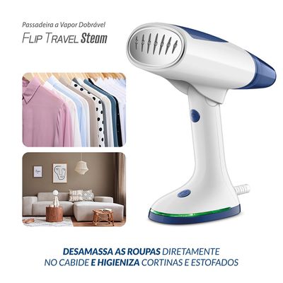 Passadeira a Vapor Dobrável Mondial Branco/Azul Bivolt - VP-10-DB Bivolt