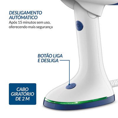 Passadeira a Vapor Dobrável Mondial Branco/Azul Bivolt - VP-10-DB Bivolt