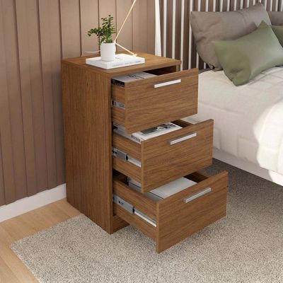 Mesa De Cabeceira Sleep Para Quarto 3 Gavetas Branco Caemmun Havana