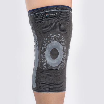 Par de Joelheira Knit Ortho Care Dellamed M / Cinza Chumbo