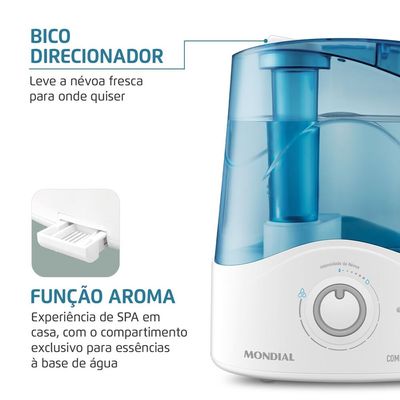 Umidificador de Ar Comfort Air Essence Mondial Branco/Azul Bivolt - UA-08 Bivolt