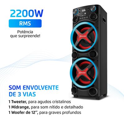 Torre de Som Mondial TM-2200 luzes Bluetooth0W RMS APP BIV