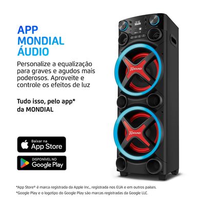 Torre de Som Mondial TM-2200 luzes Bluetooth0W RMS APP BIV