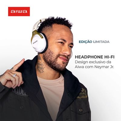 Headphone AIWA Neymar ANC Branco/Dourado AWS-HP-NJ-01-WG Bivolt