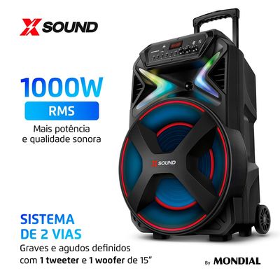 Caixa Amplificada Xsound Mondial Preto 1000W RMS Bivolt - CM-1000-N Bivolt