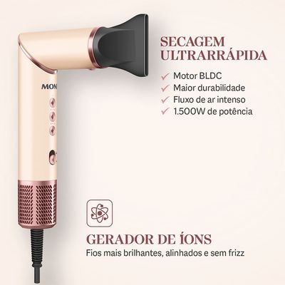 Secador Multifuncional 5 em 1 Mondial Rosa Claro 1500W - SM-01-BLDC-CP 220V
