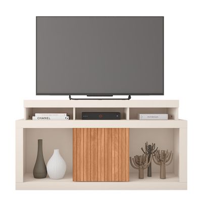 Rack Frost Conjunto Sala de Estar Mesa Book Caemmun Off White/Freijo