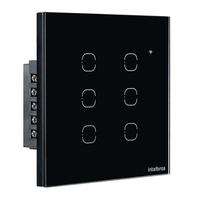 Interruptor Smart EWS1006 6 Teclas Touch com Controle Wi-Fi e Voz Preto Intelbras
