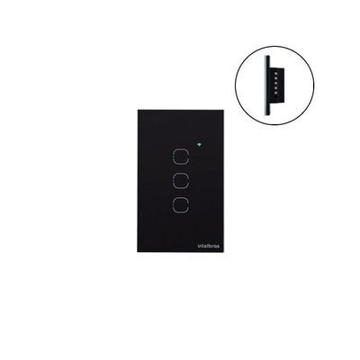 Interruptor Smart Wi-fi Touch 3 EWS-1003 com App EWS e Bivolt Preto Intelbras