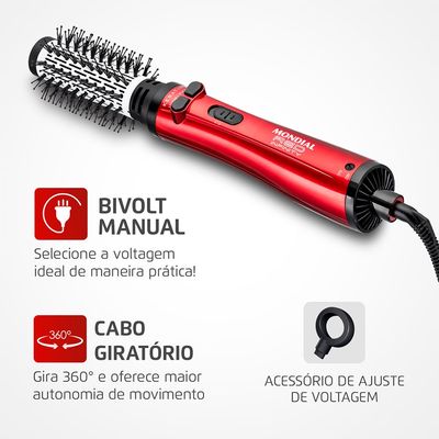 Escova Rotativa Bivolt Infinity Keratin Mondial Vermelho 1300W ERB-11-KR Bivolt